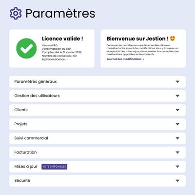 Personnalisez Jestion en fonction de vos besoins et préférences